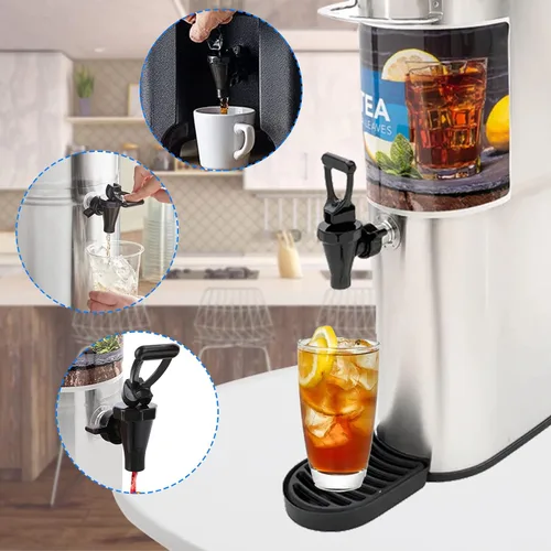 Miniatura 5 de Paquete de 2 grifos de repuesto 03260.0002 para dispensador de té, grifo reutilizable para urna de té con 2 tuercas de ala y 2 anillos en C por