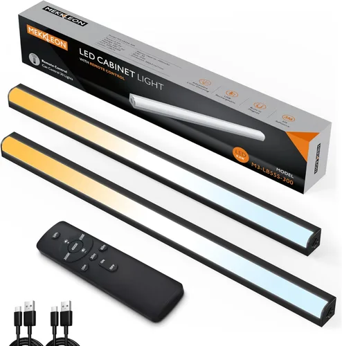 Miniatura 8 de Luces debajo del gabinete con control remoto, luces de clóset magnéticas y regulables, luz de tienda LED inalámbrica recargable por USB, luces