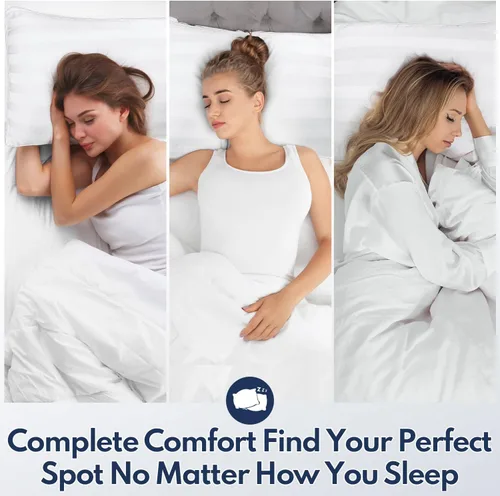 Miniatura 3 de DIORIS - Juego de 2 almohadas Queen para dormir, almohadas de cama alternativas de plumón fresco, medio suaves para personas que duermen de lado