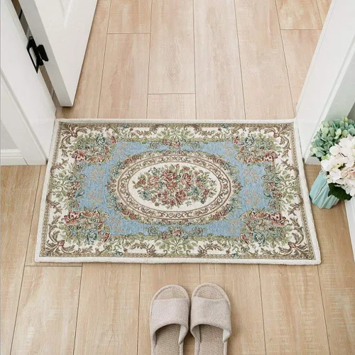 Miniatura 3 de Ukeler - Alfombra rústica con diseño floral para sala, dormitorio, comedor, Country rústico, Azul Country A-country Azul