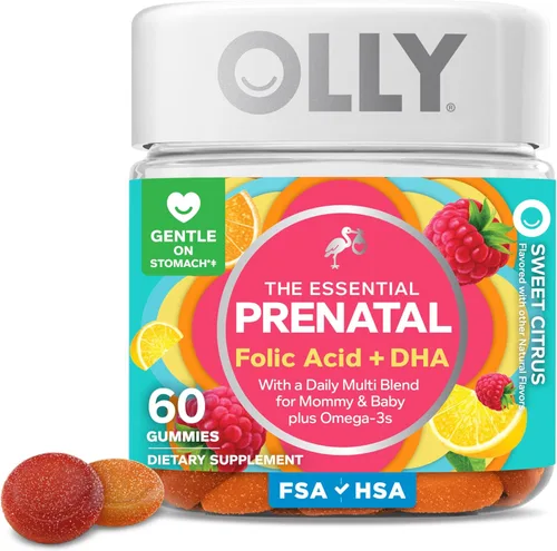 OLLY - Goma multivitamínica prenatal, favorece el crecimiento saludable y el desarrollo cerebral, ácido fólico, vitamina D, Omega 3 DHA, suplemento