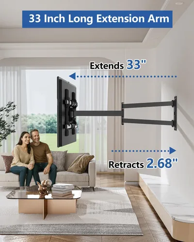 Miniatura 6 de FORGING MOUNT Montura de pared para TV de brazo largo para esquinas para televisores de 32 a 75 pulgadas, soporte de TV articulado de movimiento