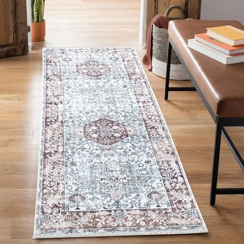 Miniatura 37 de Bloom Rugs Caria Alfombra Lavable Antideslizante de 7 pies - Azul/Carbón Alfombra Tradicional para Entrada, Pasillo, Baño y Cocina - Tamaño Exacto