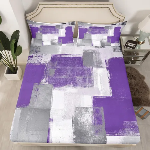 Miniatura 19 de Erosebridal Juego de sábanas de color negro con diseño de grunge azul, juego de sábanas abstractas de acuarela degradada, tamaño individual, teñido