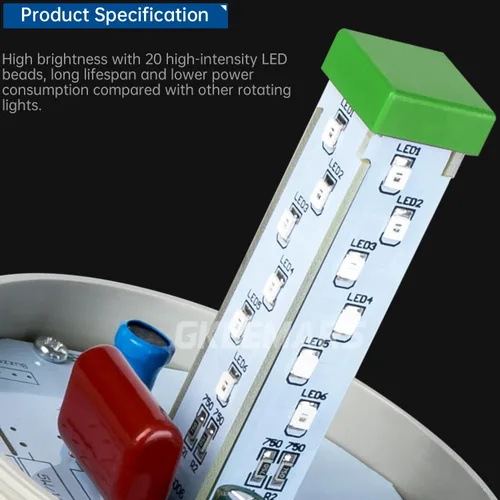 Miniatura 3 de Lámpara de torre de alarma de señal industrial LTE-1101J AC 110V, luz de advertencia estroboscópica giratoria LED con zumbador para emergencia Verde