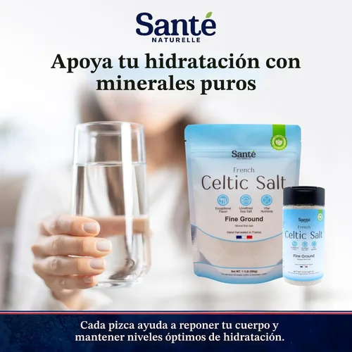 Miniatura 3 de Sante Naturelle Celtic Salt Organic Fine Ground Bundle – Agitador de 8 onzas y bolsa de 1.1 libras (18 onzas) – Sal marina mineral francesa orgánica