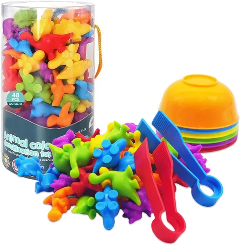 UNIQUE KIDS Juego educativo de aprendizaje para contar con tazas de clasificación - Entretenido juego sensorial de clasificación de colores para
