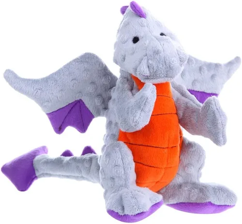 Miniatura 23 de goDog - Juguete de dragón de peluche chirriante para perro, tecnología Chew Guard, color azul claro, tamaño pequeño
