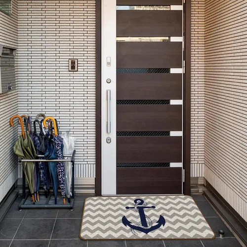 Miniatura 6 de Tapete de cocina con ancla azul marino náutico, para interiores y exteriores, para decoración náutica, entrada y hogar, tapete antideslizante