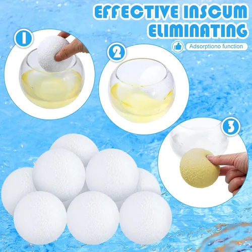 Miniatura 4 de Gerrii Paquete de 2 Bolas Absorbentes de Suciedad para Bañera de Hidromasaje de 3 Pulgadas Esponja Reutilizable para Piscina Absorbente de Aceite