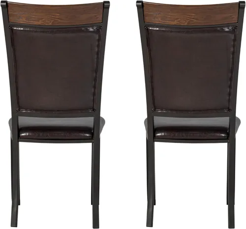 Miniatura 11 de Powell Furniture Franklin - Juego de 2 sillas de comedor de metal y piel sintética con clavos acentuados en madera, color marrón oscuro