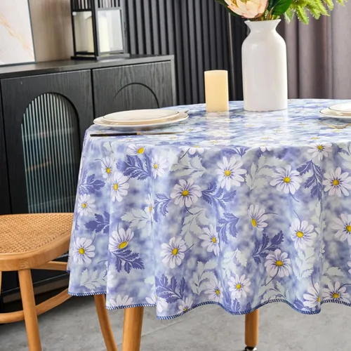 Miniatura 30 de Pioggia Mantel de vinilo con parte trasera de franela, impermeable, a prueba de aceite, mantel de PVC, cubierta de mesa de plástico lavable a prueba