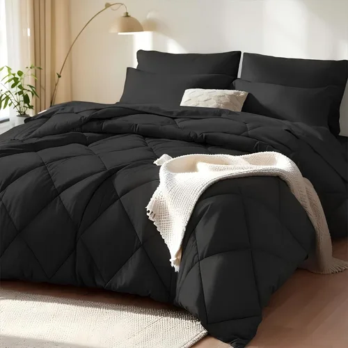 Miniatura 11 de SunStyle Home - Juego de edredón tamaño King, 7 piezas en una bolsa con edredón y sábanas, juego de cama para todas las estaciones con edredón