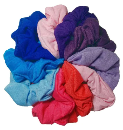 Miniatura 11 de Algodón Scrunchie Set, conjunto de 10 algodón suave Scrunchies, Completamente negro