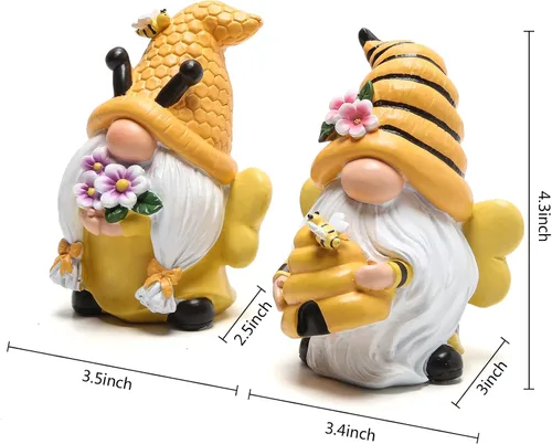 Miniatura 5 de Hodao Decoraciones de gnomos de jardín de primavera, gnomos de abeja de miel, decoración del Día Mundial de las Abejas, Regalos - Figura de enano