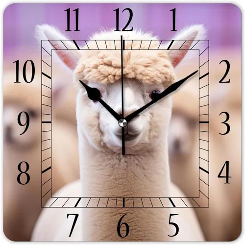 Miniatura 9 de Reloj de pared decorativo de 10 pulgadas, silencioso, cuadrado, para el hogar, sala de estar, cocina, bosque de otoño, hojas rojas brillantes, cielo