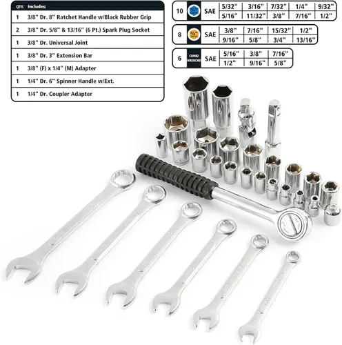 Miniatura 7 de Great Neck MS125 Juego de herramientas marinas de 125 piezas, regalos para hombres, regalos para papá, alta visibilidad, caja de herramientas
