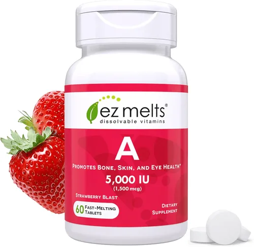 EZ Melts Vitamina A - Suplemento para la salud de la piel, los ojos y los huesos - Apoya el sistema nervioso saludable - Sin sabores artificiales -