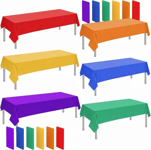 Panelee Paquete de 6 manteles de plástico con diseño de arcoíris, desechables, colores surtidos, manteles rectangulares coloridos para fiesta de