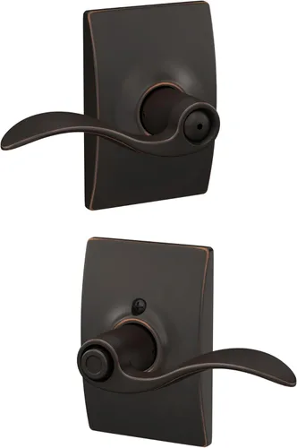 Miniatura 39 de SCHLAGE - Manija de puerta Accent con cerradura de paso libre para pasillo y armario en bronce antiguo - F10 ACC 716 Bronce Envejecido
