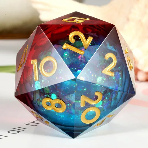 Miniatura 7 de D20 Dados Metal DNDND - Dados metálicos grandes de 1.299 in con magnífica caja de regalo para Calabozos y Dragones (rayas verdes)