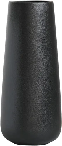 Jarrón de cerámica negro mate de 11 pulgadas de alto para flores y hierba de pampas, jarrones decorativos de estilo rústico clásico para decoración
