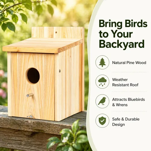 Miniatura 2 de Casas de madera para pájaros para pajareras exteriores, nido Bluebird House para cardenales, pinzón, Wren, golondrina, para ver el jardín, 1B