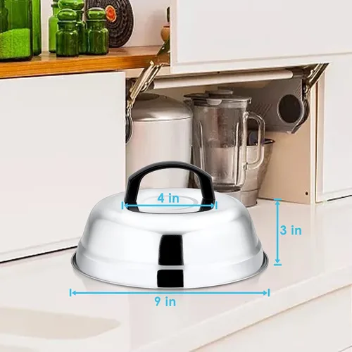 Miniatura 2 de Leonyo Tapa de cúpula de fusión de queso de 9 pulgadas, accesorios de plancha de acero inoxidable, cubierta duradera para cocinar al vapor