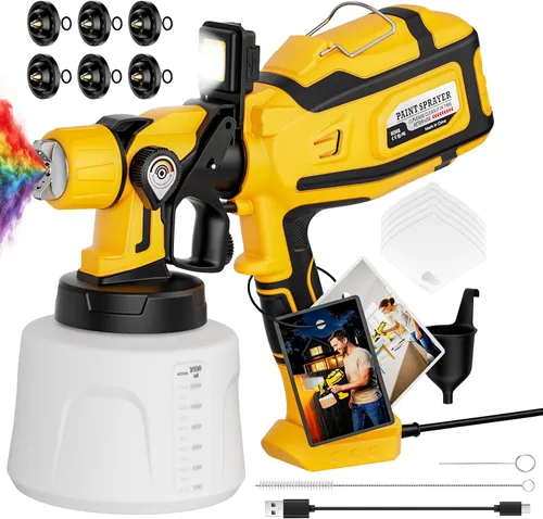 Pulverizador de pintura para pintura de casas. Pulverizadores de pintura de 100 oW con 47 onzas (4,593.2 ft), 6 boquillas de cobre (0.020-0.098 in),