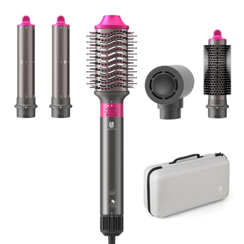 Miniatura 13 de Cepillo secador de pelo Air Styler: herramientas de doble voltaje 7 en 1 con alisador de aire caliente, rizadores de envoltura automática