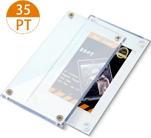 Miniatura 3 de Jetec 10 piezas de protector de tarjeta de béisbol tornillo titular de 35 puntos acrílico transparente protector de pantalla para béisbol, fútbol