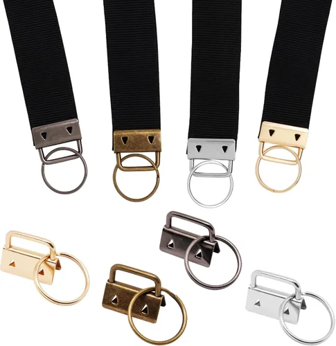 Miniatura 6 de Accesorios para llavero, 40 piezas de accesorios de llavero de 1 pulgada con anillo dividido para muñeca, cordón para llaves, kit de fabricación