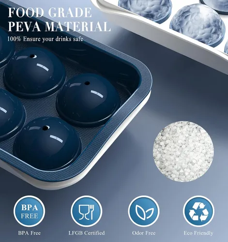 Miniatura 3 de Molde redondo para cubitos de hielo con tapa, máquina de bolas de hielo de esfera de 2.2 pulgadas, molde grande para cubitos de hielo para whisky