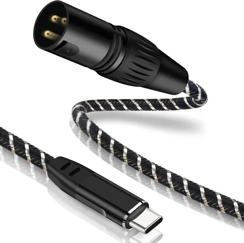 Cable USB C a XLR, cable estéreo de salida USB tipo C a XLR macho de 6 pies, adaptador convertidor X LR macho a U SB C para amplificador, consola