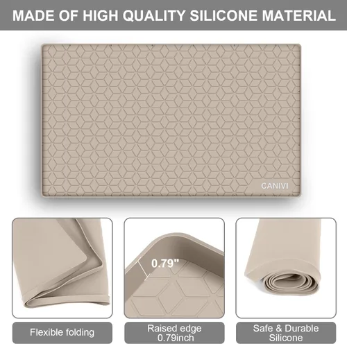 Miniatura 6 de Tapete para debajo del fregadero, 31 x 22 pulgadas, bandeja de silicona impermeable debajo del fregadero para armarios de cocina y lavandería