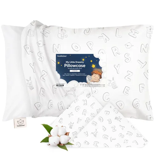 KeaBabies Funda de almohada para niños pequeños de 13 x 18 pulgadas, funda de almohada de algodón orgánico para niños, niñas, funda de algodón suave