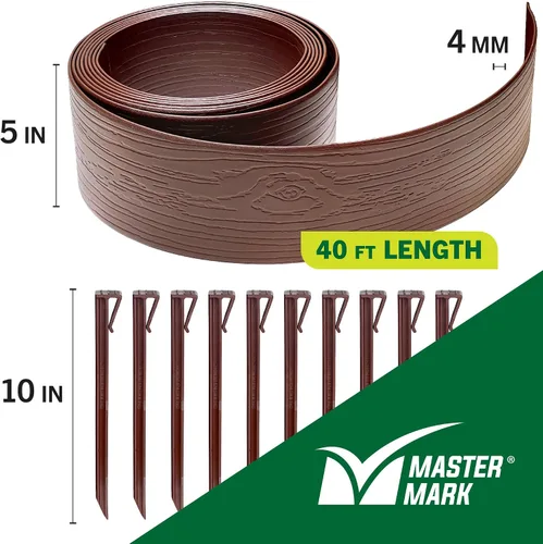 Miniatura 3 de MASTER MARK Tabla de terraza, borde en espiral de paisaje, barrera de césped, tabla dobladora, cama de flores, bordes de huerto de 5 pulgadas x 40