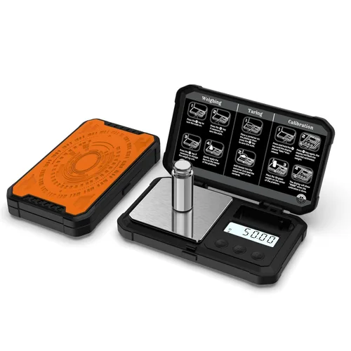 Digital Gram Scale 200g x 0.01g, High Precision Scale for Jewelry, Gold Coins, Powders, Ingredient and Spices, with 50g Calibration Weight, Black &