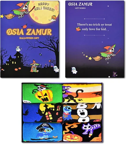 Miniatura 2 de Dsia Zamur Calcetines para niños y niñas, paquete de 4 a 6 unidades + caja de regalo, novedosos calcetines de pantorrilla coloridos para niños de 2