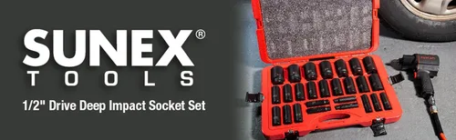 Miniatura 6 de SUNEX TOOLS 2646, juego de llaves de vaso de impacto profundo de 1/2 pulgada, 26 piezas, métrico, 0.394 in-1.417 in, acero de aleación Cr-Mo, diseño