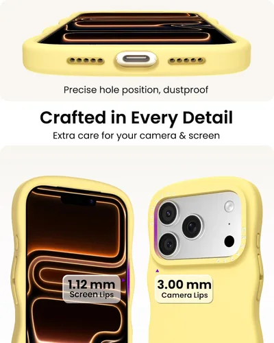 Miniatura 4 de ORNARTO Funda para iPhone 17 Pro de 6.3", silicona líquida ondulada a prueba de golpes con protección contra caídas y botón de control de cámara
