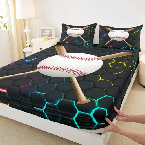 Miniatura 41 de Erosebridal Graffiti Rugby Ball Sheets for Boys Girls Colorful Rugby Helmet Fitted Sheet,Sports Kids Bedding Sets Football Game Bed Sets Twin 2 Piece