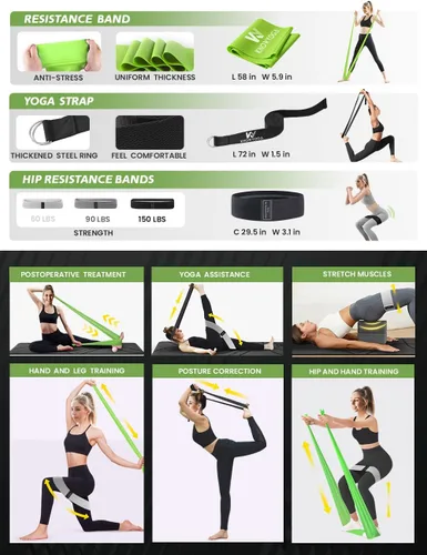 Miniatura 7 de Kit de inicio de yoga 12 en 1 – El juego de yoga incluye esterilla de yoga, rodillo de espuma, 4 bandas de resistencia, bloques de yoga 2 paquetes
