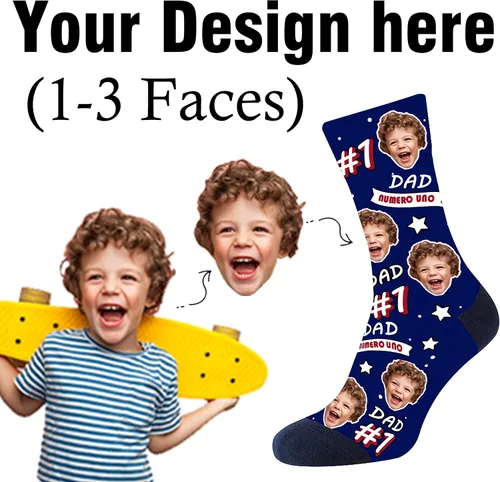 Miniatura 3 de Calcetines de encargo de la cara con la carga de la imagen, calcetines personalizados con foto personalizada unisex divertido calcetín