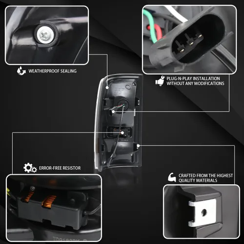 Miniatura 4 de Autozensation Compatible con Dodge Ram 1500 2500 3500 2009-2018, conjunto de par izquierdo y derecho, luces traseras LED negras con barra de luz LED