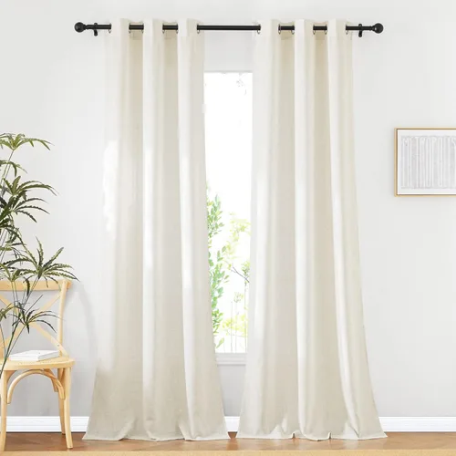 Miniatura 62 de NICETOWN Cortinas de lino traslúcidas con textura de lino de 84 pulgadas de largo, con ojales semitraslúcidos, tratamientos de ventana, privacidad