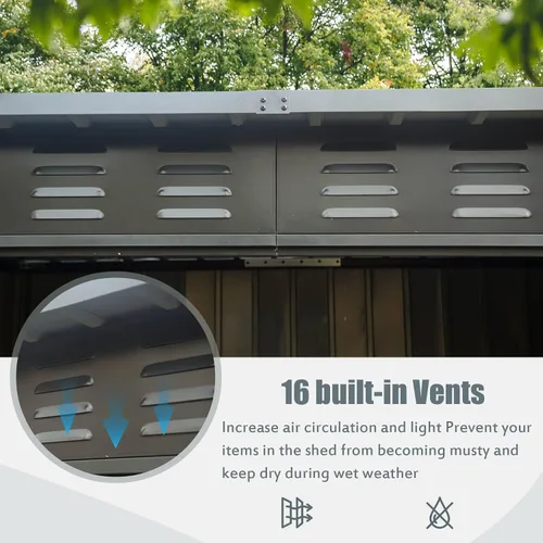 Miniatura 3 de Domi Cobertizo de almacenamiento para exteriores de 5 x 3 pies, cobertizo de jardín de metal con marco de acero galvanizado para bicicleta