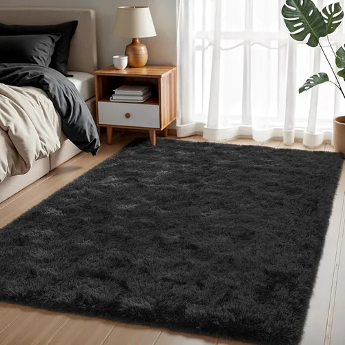 Miniatura 48 de Zentavio Alfombras de área para sala de estar, alfombras grises para dormitorio, alfombra de 4 x 6, alfombra mullida, peluda y suave, shag estética