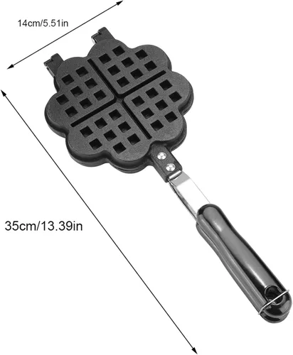 Miniatura 2 de Máquina de gofres antiadherente, plancha de aluminio en forma de corazón con mango desmontable, sartén portátil para fogata, utensilios de cocina