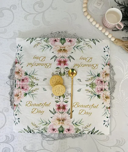Miniatura 3 de AM Décor - 20 servilletas de papel suaves de 3 capas de papel de seda de 13 x 13 pulgadas (desplegadas) (Beautiful Day, 13 x 13 pulgadas